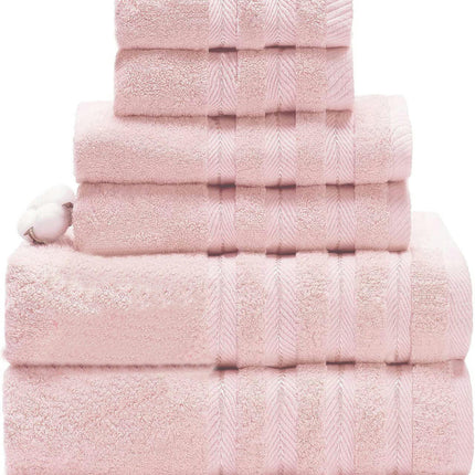 Soft 6 Piece Towel Set, 2 Bath Towels 2 Hand Towels 2 Washcloths, Cotton Towels Set for Bathroom