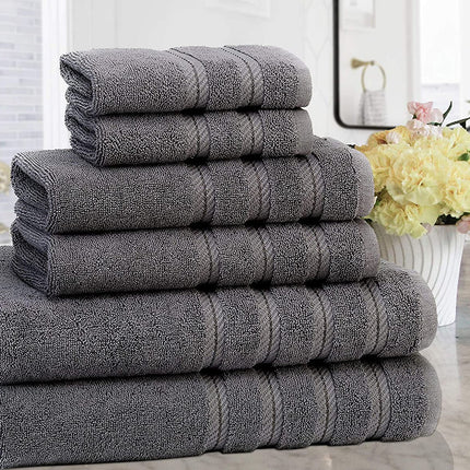 Soft 6 Piece Towel Set, 2 Bath Towels 2 Hand Towels 2 Washcloths, Cotton Towels Set for Bathroom