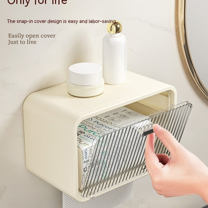 Toilet Paper Storage Box Wall Mounted Toilet Paper Holder,Tissue Box for Roll Toilet Paper or Draw Paper