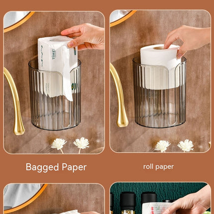 Toilet Paper Holder, Toilet Tissue Storage Box, Wall-Mounted Tissue Box, no Need to Punch