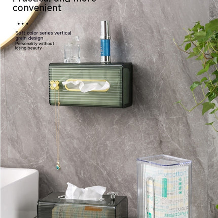 Tissue Box Wall-Mounted Facial Tissue Storage Box Toilet Bathroom Kitchen Tissue Box Transparent