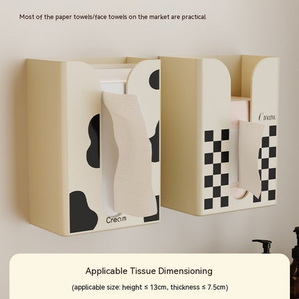 Tissue Box Stand, Wall Mounted Tissue Dispenser Holders Napkin Organizer Wall Tissue Box for Toilet