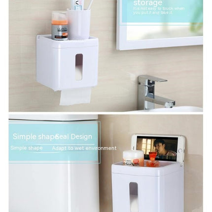 Bathroom Tissue Box No Punching Wall Hanging Paper Towel Holder Toilet Paper Holder