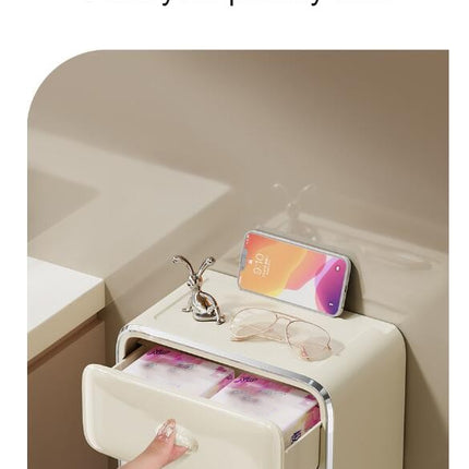 Toilet Paper Storage Box with Drawer,Wall Mounted Toilet Paper Holder Bathroom Roll Paper Stand