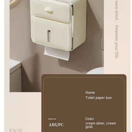 Toilet Paper Storage Box with Drawer,Wall Mounted Toilet Paper Holder Bathroom Roll Paper Stand