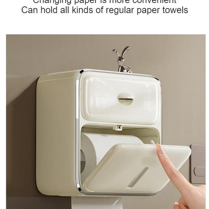 Toilet Paper Storage Box with Drawer,Wall Mounted Toilet Paper Holder Bathroom Roll Paper Stand