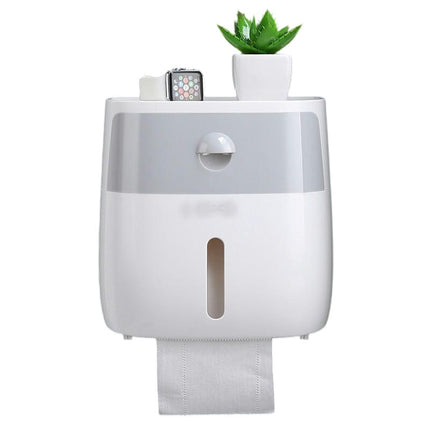 Toilet Paper Holder Wall Mounted with Shelf Bathroom Plastic Tissue Box Roll Tissue Holder