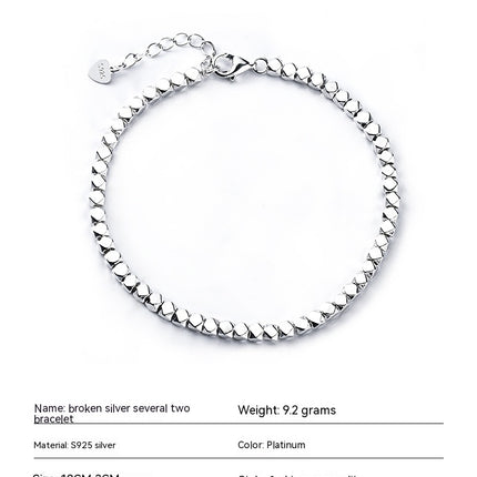 Simple Plain Chain Bracelet For Women 925 Sterling Silver Bracelet Adjustable Bracelet