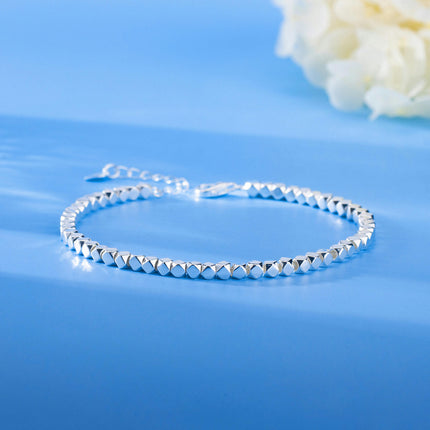 Simple Plain Chain Bracelet For Women 925 Sterling Silver Bracelet Adjustable Bracelet