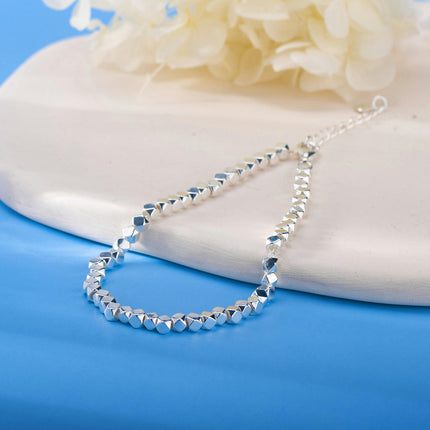 Simple Plain Chain Bracelet For Women 925 Sterling Silver Bracelet Adjustable Bracelet