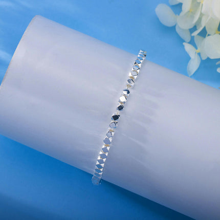 Simple Plain Chain Bracelet For Women 925 Sterling Silver Bracelet Adjustable Bracelet