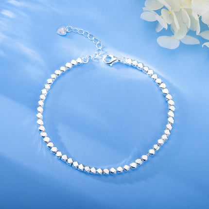 Simple Plain Chain Bracelet For Women 925 Sterling Silver Bracelet Adjustable Bracelet