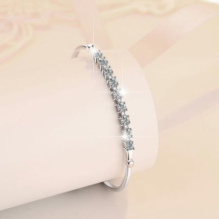 925 Sterling Silver Cubic Zirconia Classic Tennis Bracelet for Women Adjustable Chain Bracelet