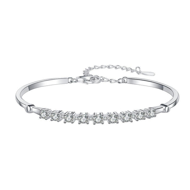 925 Sterling Silver Cubic Zirconia Classic Tennis Bracelet for Women Adjustable Chain Bracelet