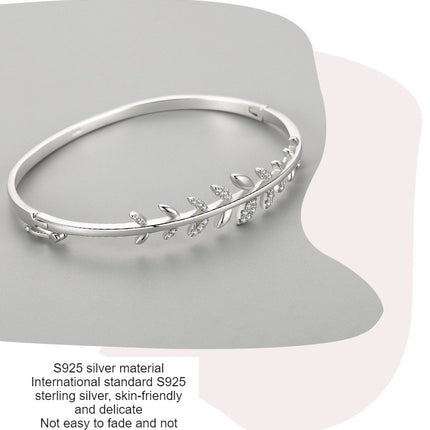 925 Plated Silver Hand Chain Leaf Bracelets for Women Leaf Bridal Bracelet Adjustable Bracelet