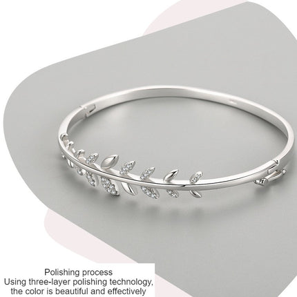 925 Plated Silver Hand Chain Leaf Bracelets for Women Leaf Bridal Bracelet Adjustable Bracelet