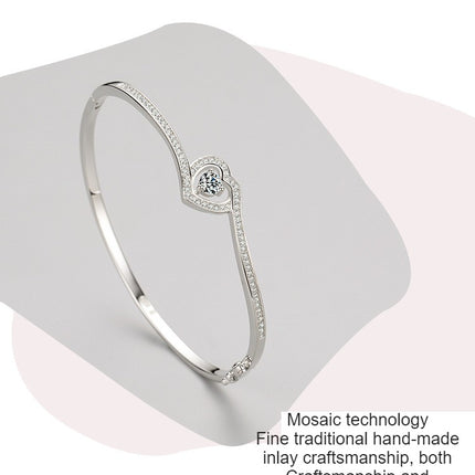 925 Sterling Silver Dainty Heart bracelet for Women Adjustable Heart silver jewelry