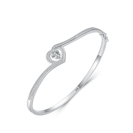 925 Sterling Silver Dainty Heart bracelet for Women Adjustable Heart silver jewelry