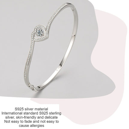 925 Sterling Silver Dainty Heart bracelet for Women Adjustable Heart silver jewelry