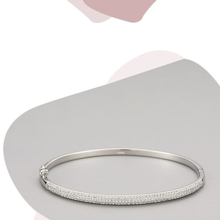 Solid 925 Sterling Silver Diamond One Row Bracelet Simple bracelet with diamonds