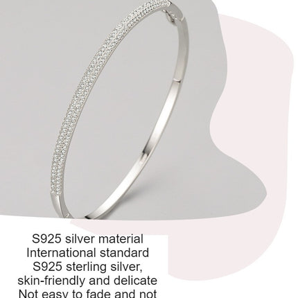 Solid 925 Sterling Silver Diamond One Row Bracelet Simple bracelet with diamonds