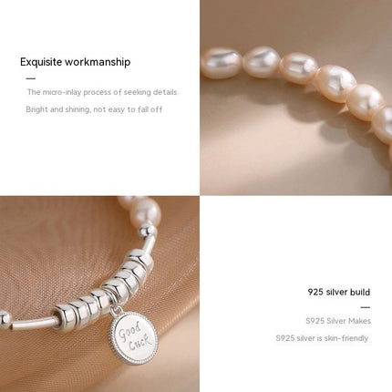 Pearl Bracelets Freshwater White Pearl Bracelet for Women Sterling Silver Pearl Jewelry Gift