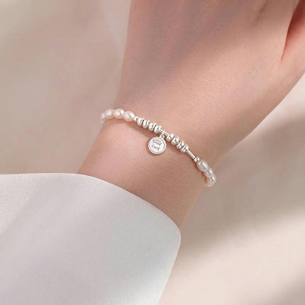 Pearl Bracelets Freshwater White Pearl Bracelet for Women Sterling Silver Pearl Jewelry Gift