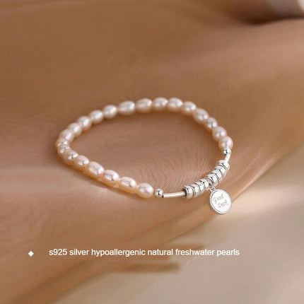 Pearl Bracelets Freshwater White Pearl Bracelet for Women Sterling Silver Pearl Jewelry Gift