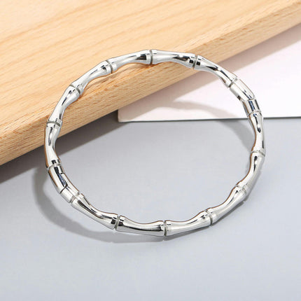 Round Bamboo Joint Bangle Bracelet For Women's Colorfast stainless steel jewelry bracelet