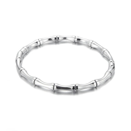 Round Bamboo Joint Bangle Bracelet For Women's Colorfast stainless steel jewelry bracelet