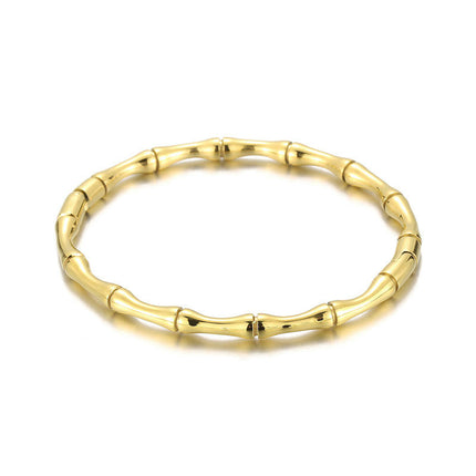 Round Bamboo Joint Bangle Bracelet For Women's Colorfast stainless steel jewelry bracelet