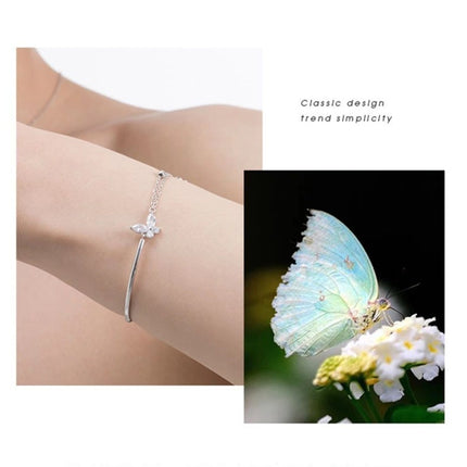 Butterfly Bracelet for Women, S925 Bracelet Sterling Silver Adjustable Bracelet Bestie Bracelet