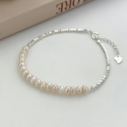 S925 Sterling Silver Bracelet, Natural Pearl Bracelet for Women, Freshwater Pearl Bracelet