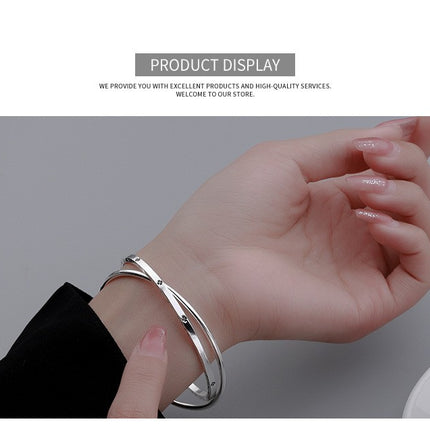 Women Jewelry Solid 999 Sterling Silver Bangle Bracelet Lucky Bracelet Four-Leaf Clover Bracelet