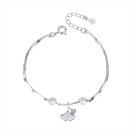 925 Sterling Silver Bracelet for Women Girls Charm Adjustable Bracelet Women's Leaf Bracelet