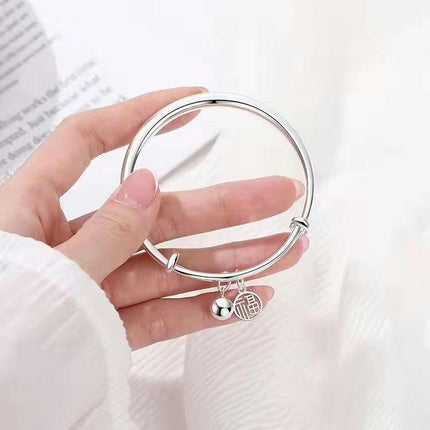 Women Sterling Silver Bracelet Minimalist Bracelet Girls/Men Solid Silver Bracelet Jewelry