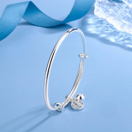 Women Sterling Silver Bracelet Minimalist Bracelet Girls/Men Solid Silver Bracelet Jewelry