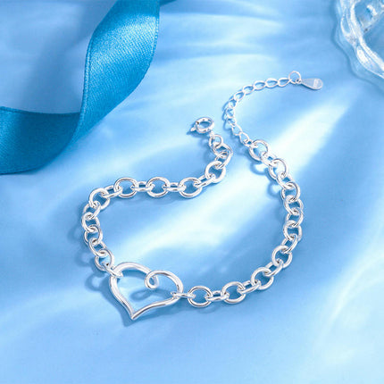 925 Sterling Silver Infinity Heart Bracelet for Women Adjustable Charm Bracelet Love Bracelet