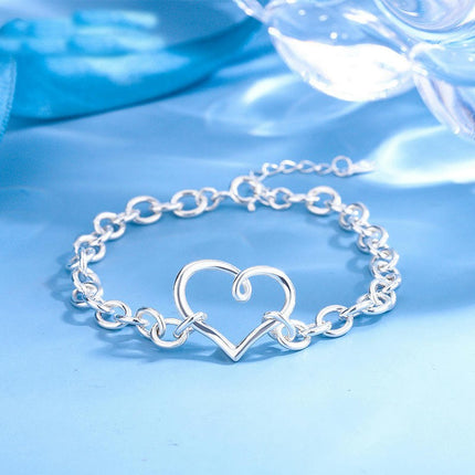 925 Sterling Silver Infinity Heart Bracelet for Women Adjustable Charm Bracelet Love Bracelet