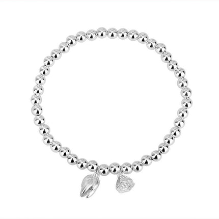 Womens 925 Sterling Silver Plated Round Beads Bracelet Wrist Bangle bead Chain Bracelet for Women