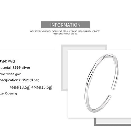 Solid 925 Sterling Silver Torque Bangle Bracelet - Plain Silver Bracelet For Women Open Type