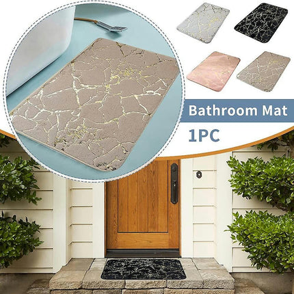 Bath Mat, Marble Texture Bath Rug, Quick Dry Non Slip Polyester Rectangle Bathroom Mat, Cushion Rug For Home Bathroom