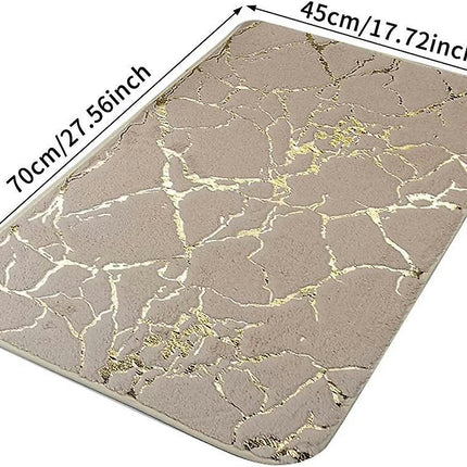 Bath Mat, Marble Texture Bath Rug, Quick Dry Non Slip Polyester Rectangle Bathroom Mat, Cushion Rug For Home Bathroom