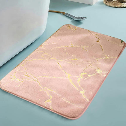 Bath Mat, Marble Texture Bath Rug, Quick Dry Non Slip Polyester Rectangle Bathroom Mat, Cushion Rug For Home Bathroom