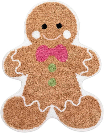 Cute Gingerbread Bath Mat For Bathroom Winter Holiday Sink Floor Mat Non Skid Gingerbread Man Welcome Mat