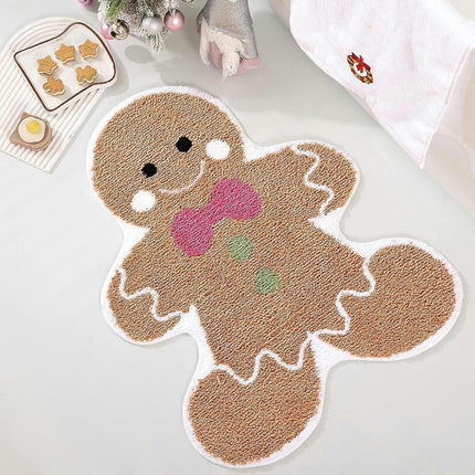 Cute Gingerbread Bath Mat For Bathroom Winter Holiday Sink Floor Mat Non Skid Gingerbread Man Welcome Mat