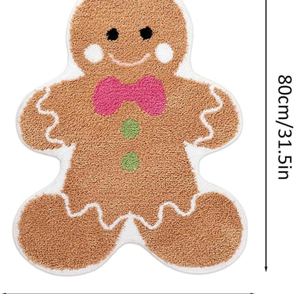 Cute Gingerbread Bath Mat For Bathroom Winter Holiday Sink Floor Mat Non Skid Gingerbread Man Welcome Mat