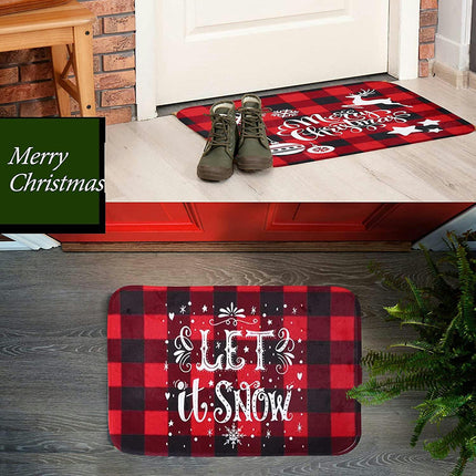 2pcs Christmas Rugs Non-slip Area Rugs Living Room Rugs Bath Mats Kitchen Mats Home Bedroom Decoration