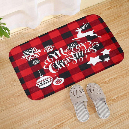 2pcs Christmas Rugs Non-slip Area Rugs Living Room Rugs Bath Mats Kitchen Mats Home Bedroom Decoration