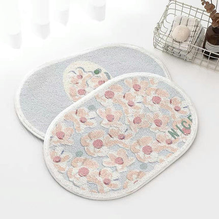 Bath Mat Non-slip Bathroom Rugs Oval Cute Study Bedroom Living Room Soft And Comfortable Mats 40*60cm